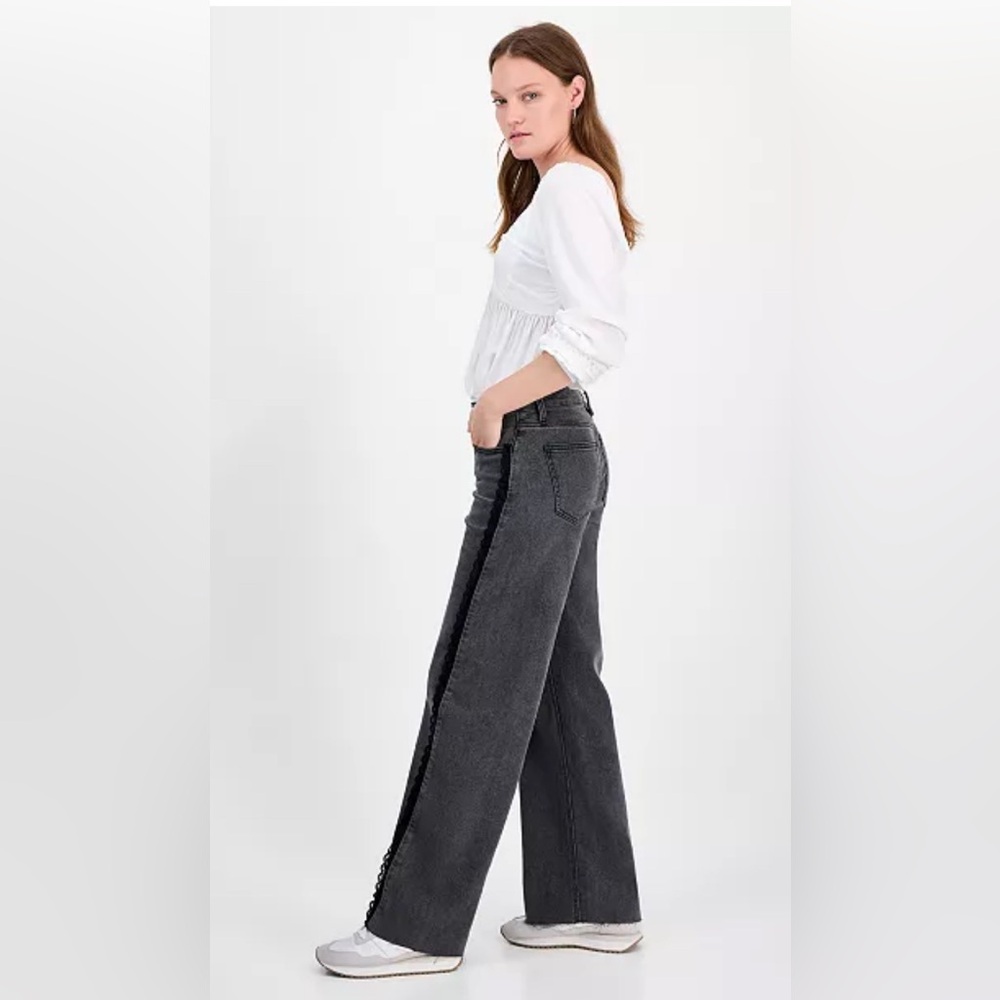 Charcoal Junior’s Straight Jeans Mid Rise Baggy - Picture 10 of 12